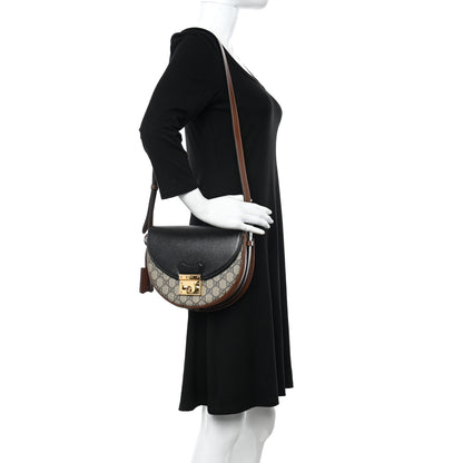 Gucci GG Supreme Monogram Calfskin Small Padlock Messenger Shoulder Bag Beige Black Cuir 2 of 11