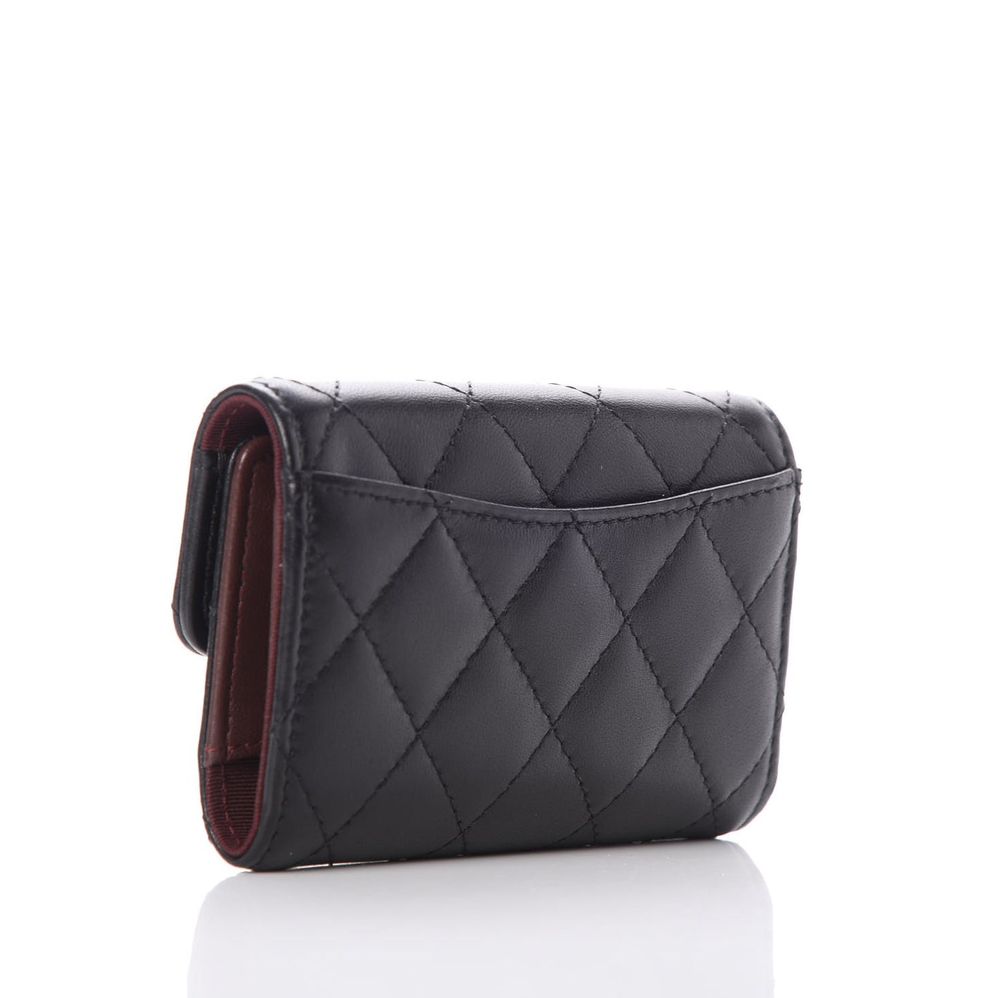 Lambskin Quilted 4 Key Holder Black