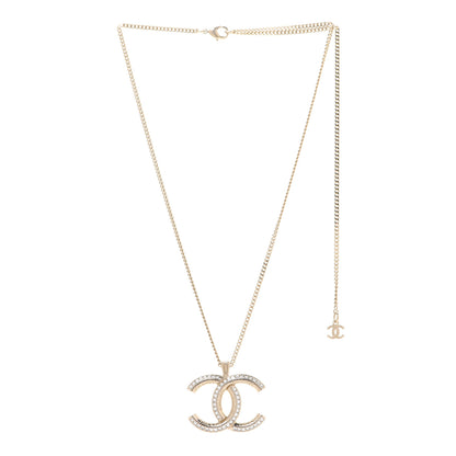 Chanel Baguette Crystal Logo CC Chain Necklace Gold 3 of 6