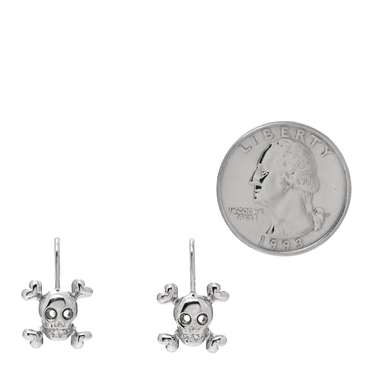 18K White Gold Diamond Tete de Mort Earrings
