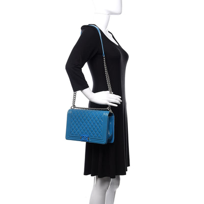 Chanel Patent Calfskin New Medium Plexiglass Boy Flap Blue 2 of 10