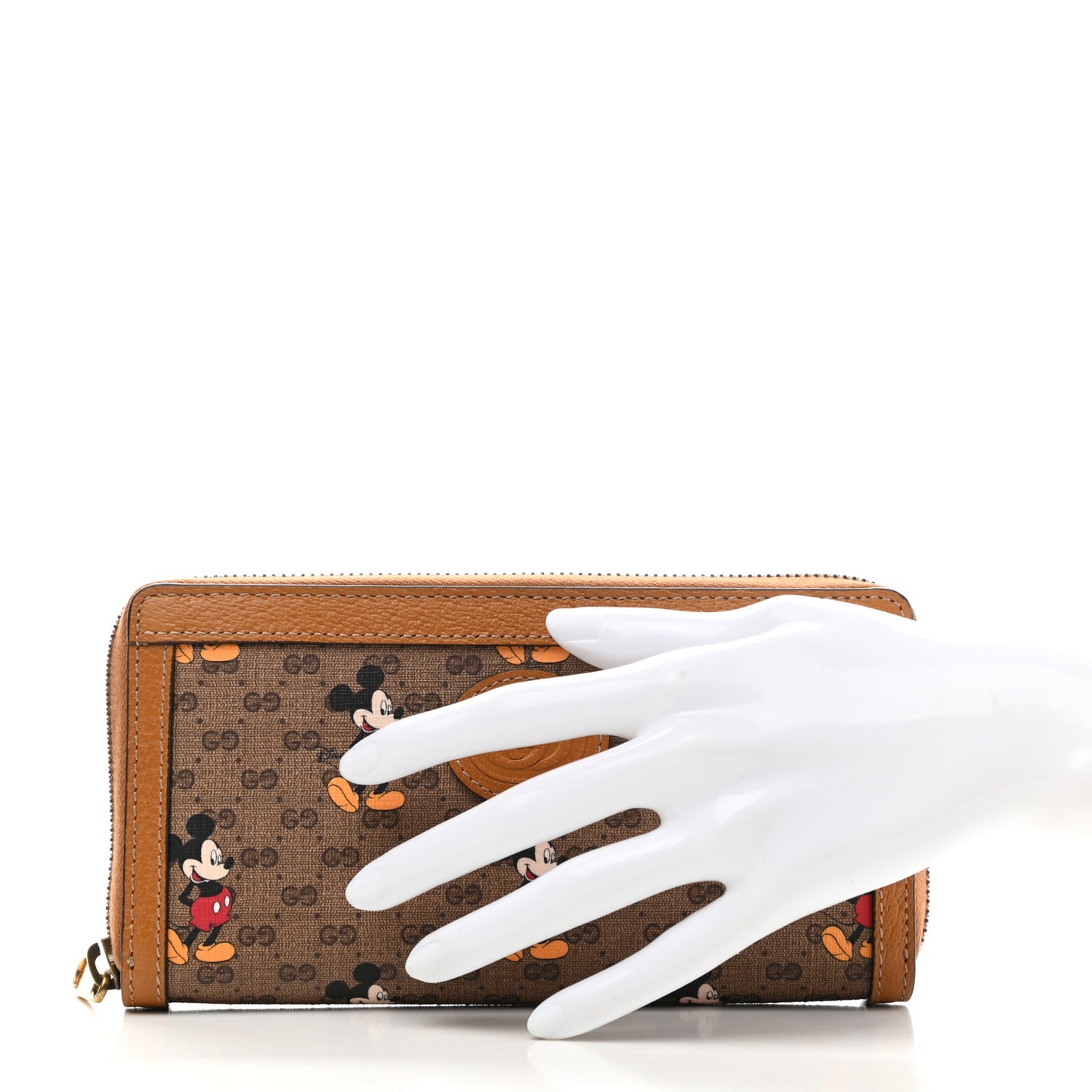 X DISNEY Mini Vintage GG Supreme Monogram Mickey Mouse Zip Around Wallet Beige Vintage Sun Oil