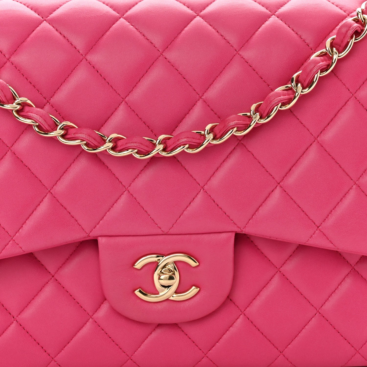 Chanel Lambskin Quilted Jumbo Double Flap Dark Pink 8 of 12