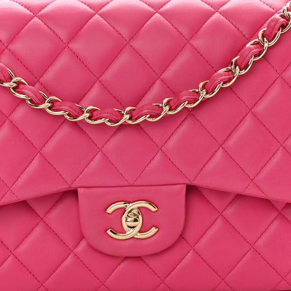 Chanel Lambskin Quilted Jumbo Double Flap Dark Pink 8 of 12