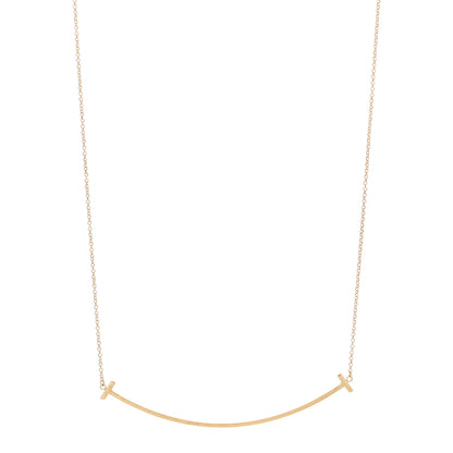 Tiffany 18K Yellow Gold Large T Smile Pendant Necklace 1 of 5