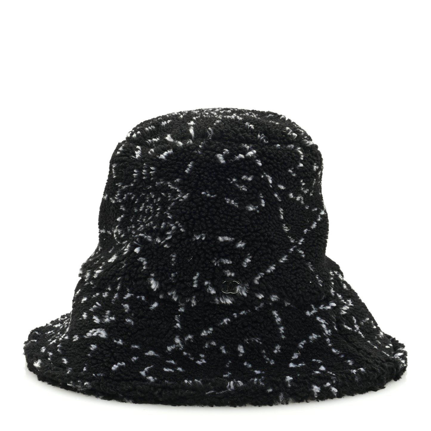 Faux Fur Bucket Hat S Black White