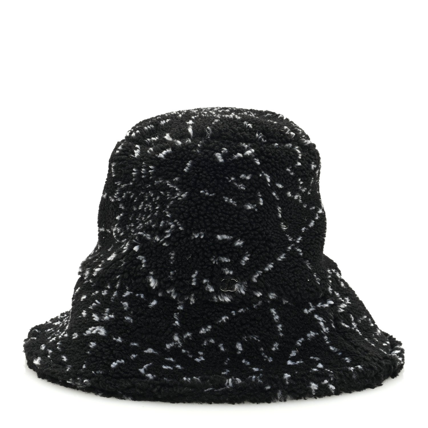 Chanel Faux Fur Bucket Hat S Black White 1 of 8