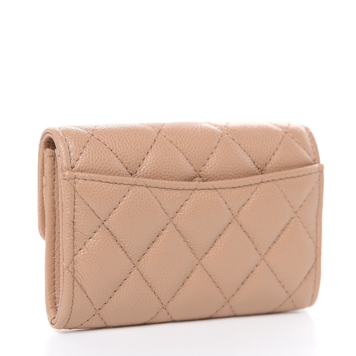 Chanel Caviar Quilted Flap Card Holder Wallet Beige 3 of 9