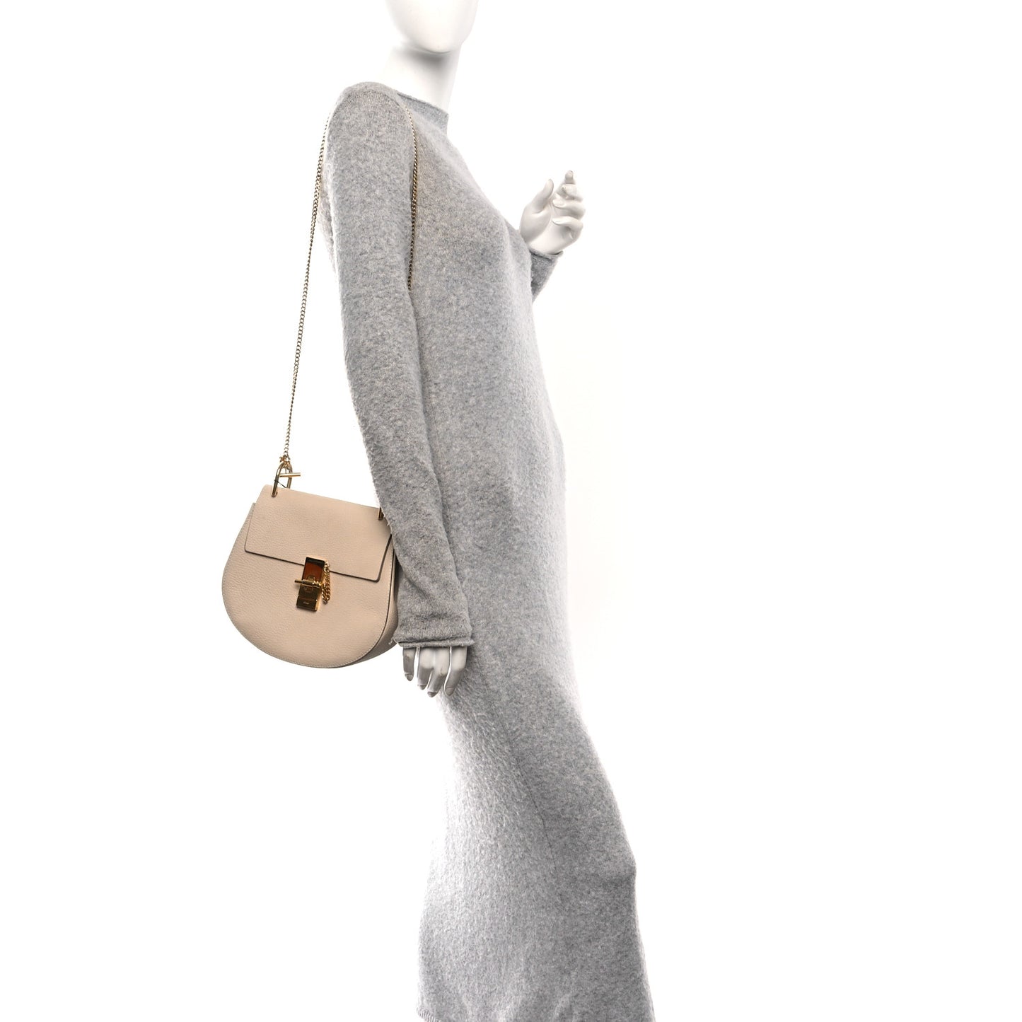 Grained Lambskin Drew Shoulder Bag Abstract White