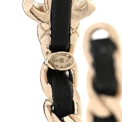 Chanel Lambskin CC Turnlock Chain Hoop Earrings Gold Black 4 of 5