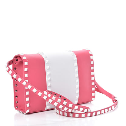 Valentino Garavani Vitello Colorblock Medium Free Rockstud Flip Lock Crossbody Bag Shadow Pink Optic White 3 of 10