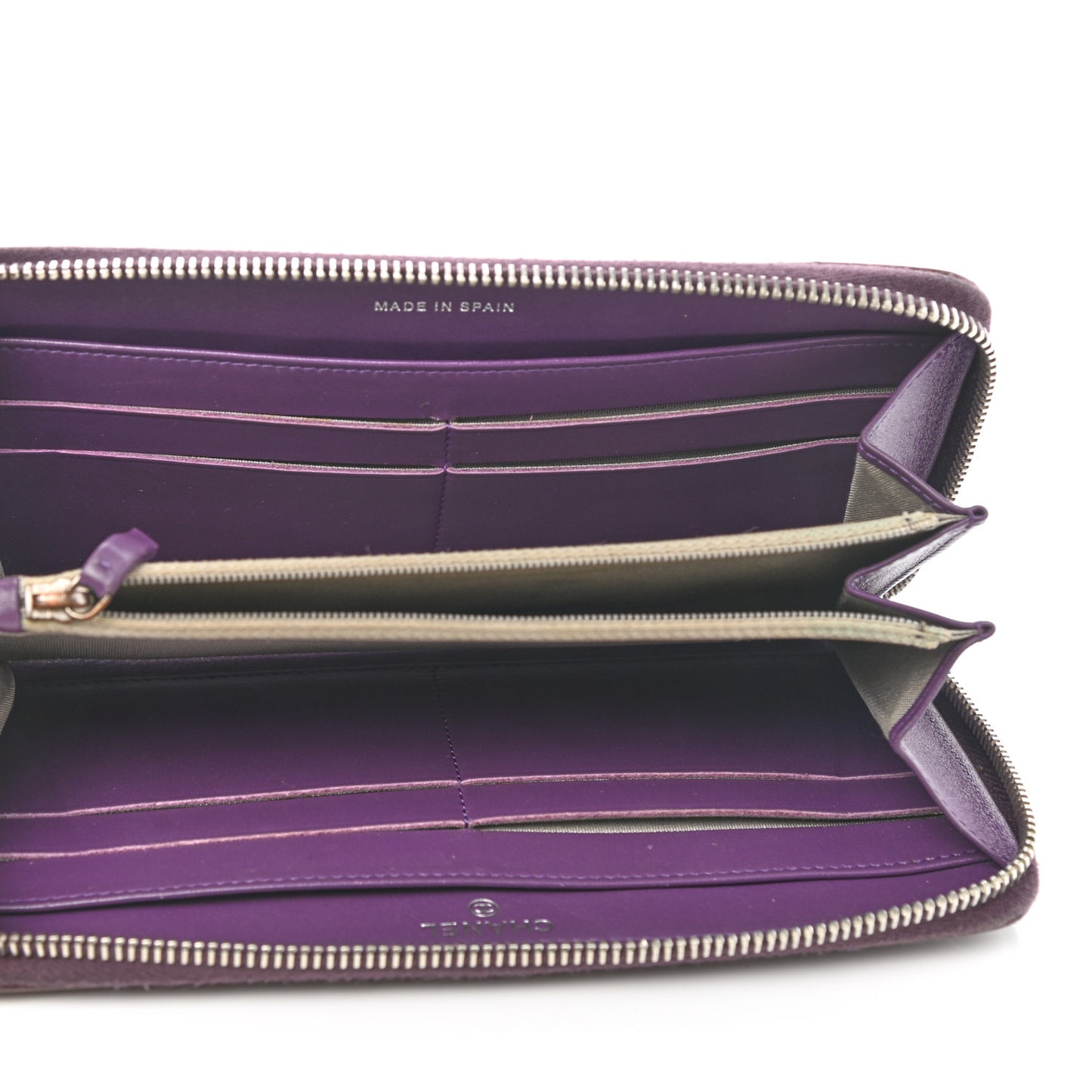 Patent Quilted Brilliant Zip Around Wallet Purple