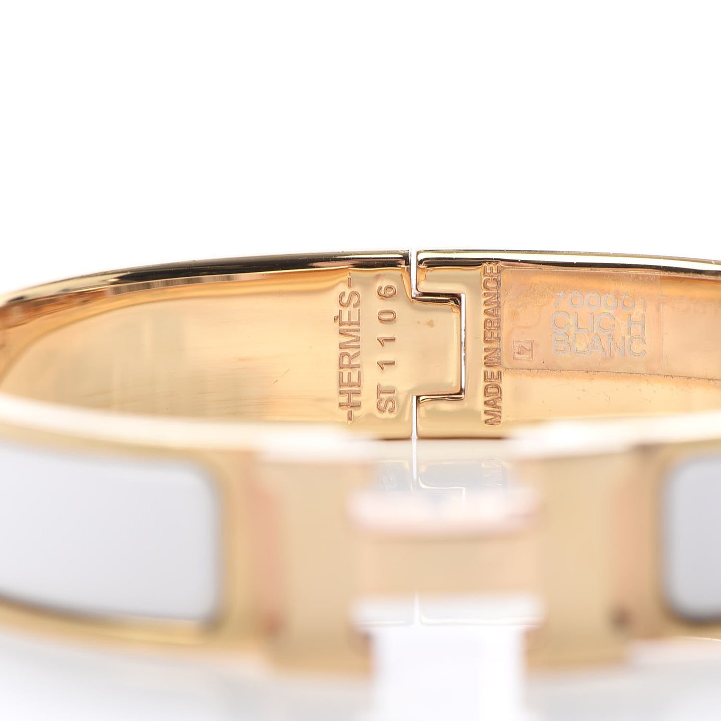 Enamel Narrow Clic Clac H Bracelet PM White