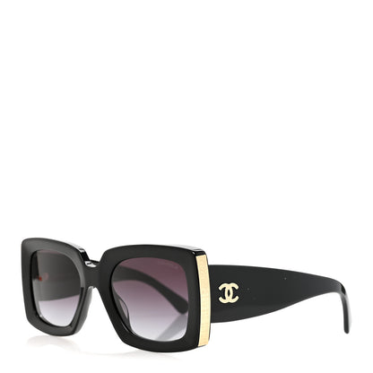 Chanel Acetate Rectangle Sunglasses 5435-A Black 1 of 16