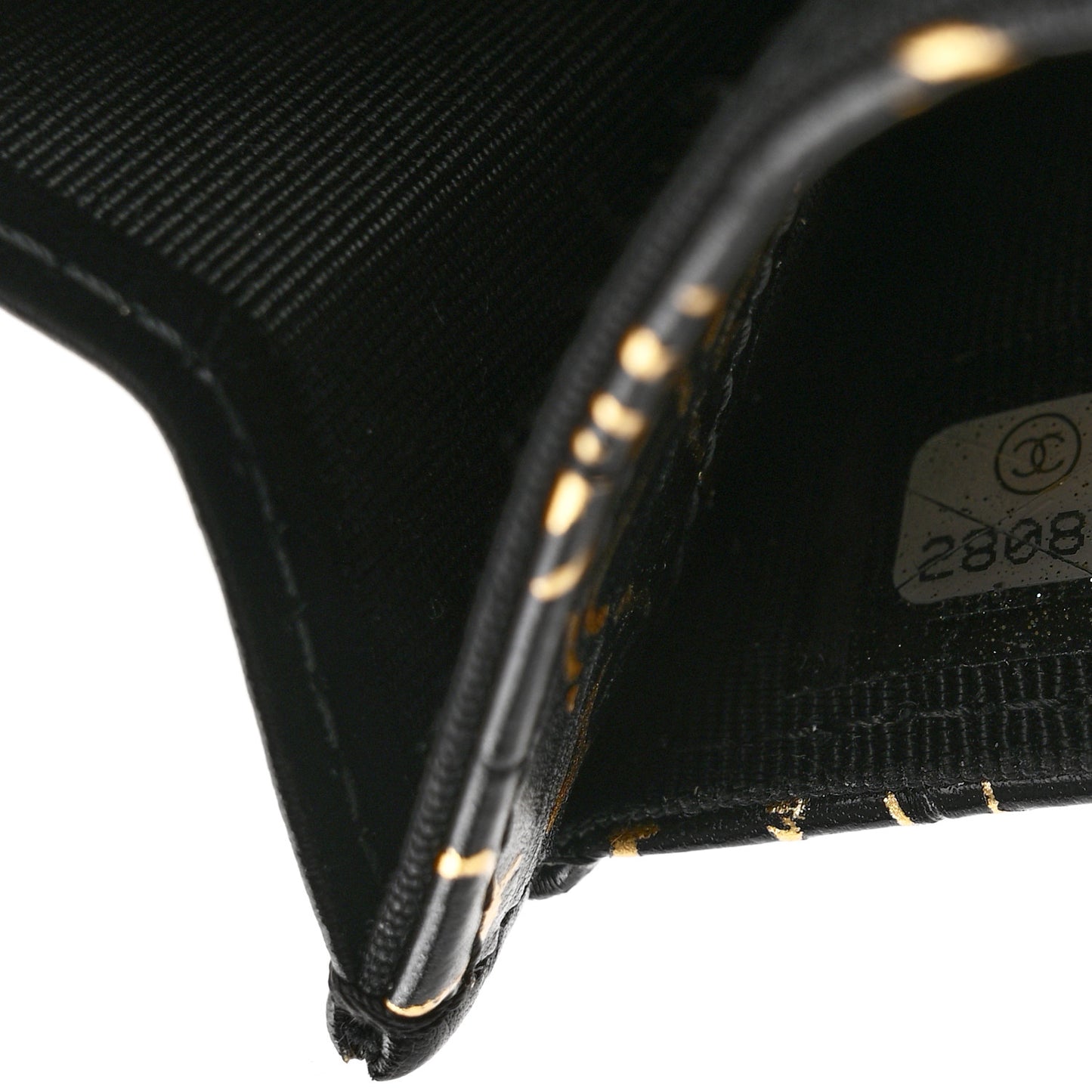 Calfskin Crocodile Embossed Graffiti 2.55 Cocodile Reissue Flap Card Holder Black Gold