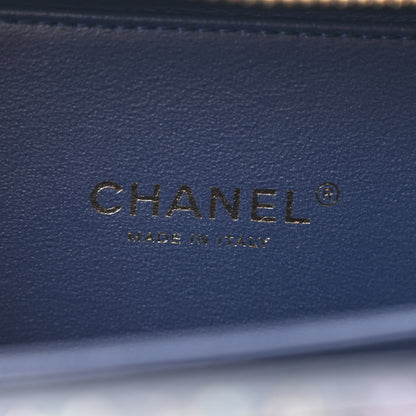 Chanel Tweed Snakeskin Quilted Small CC Filigree Vanity Case Navy Multicolor 7 of 12