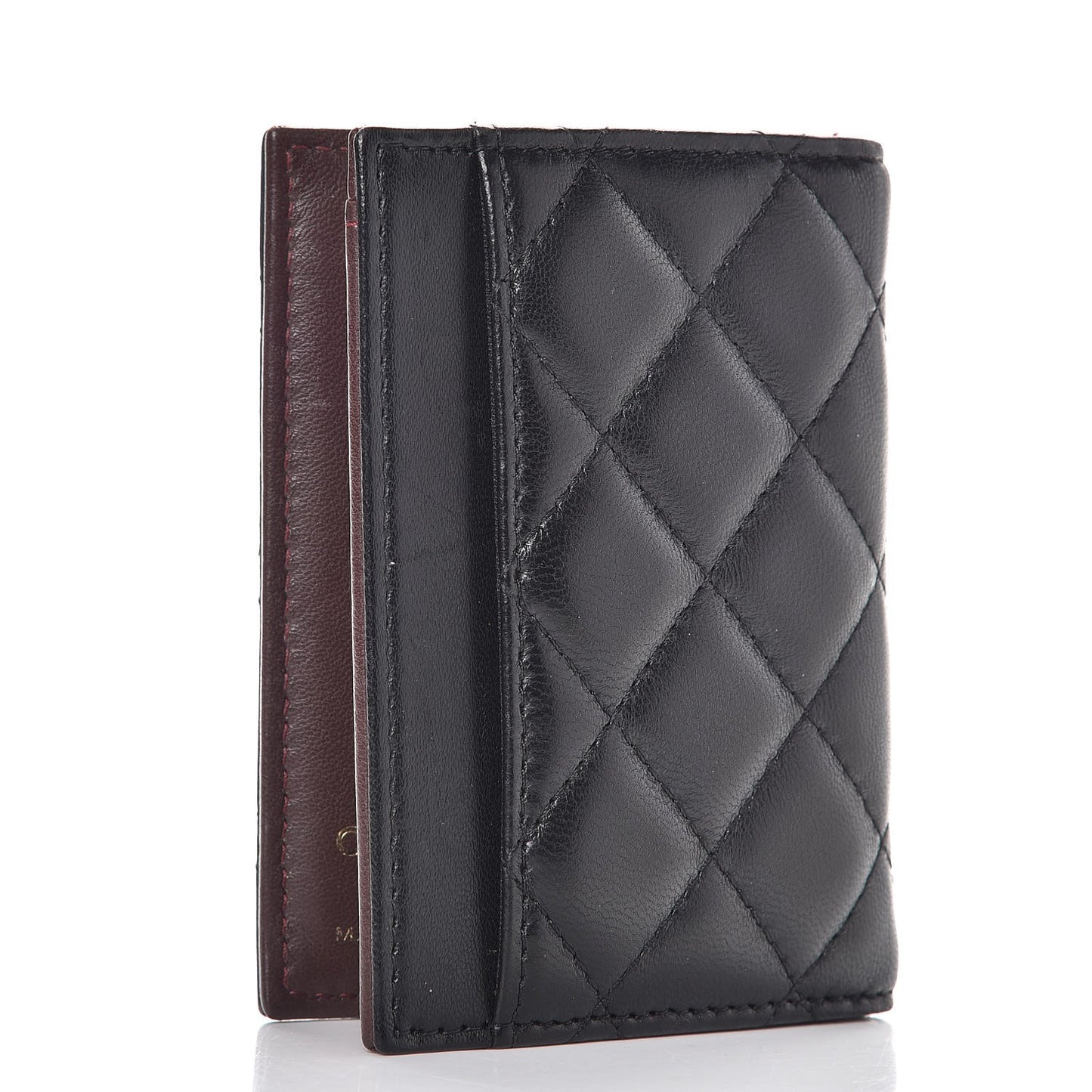 Lambskin Quilted Card Holder Wallet Black