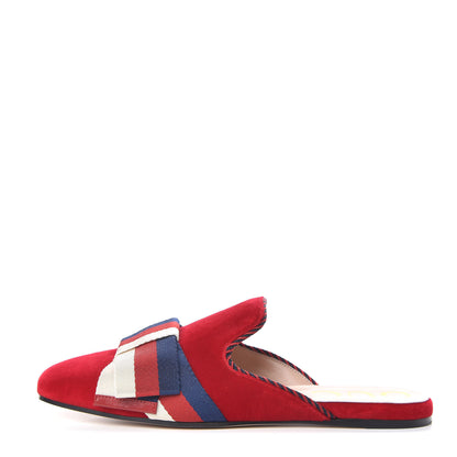 Gucci Velvet Sylvie Bow Slippers 38 Hibiscus Red 2 of 9