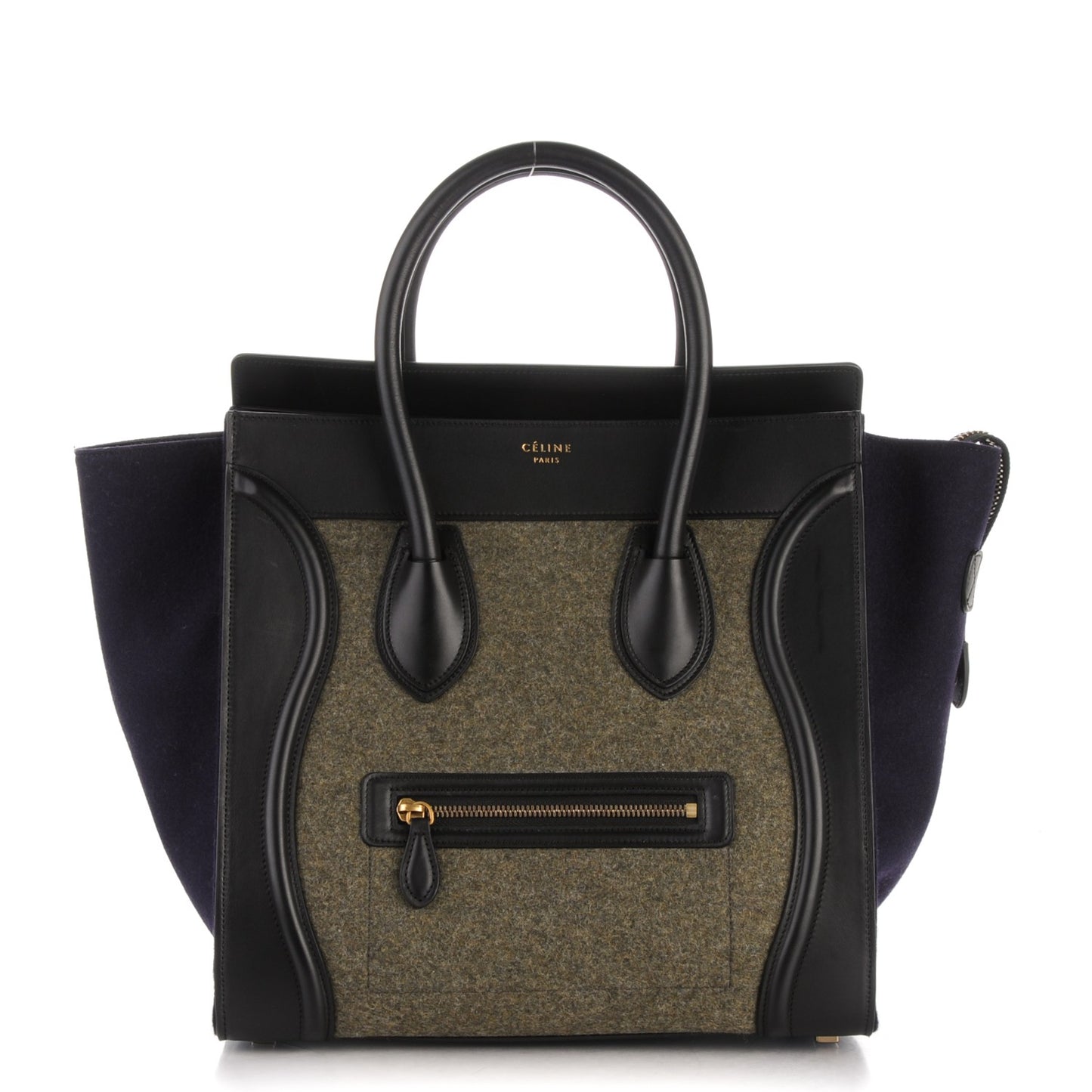 Smooth Calfskin Felt Mini Tri-Color Luggage Khaki