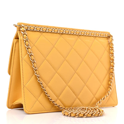 Chanel Caviar Quilted Chain Frame Flap Yellow 3 of 10