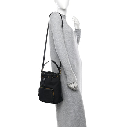 Prada Jacquard Logo Mini Bucket Crossbody Bag Black 2 of 11