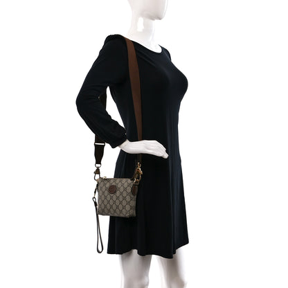 Gucci GG Supreme Monogram Azalea Calfskin Small Retro Interlocking G Wristlet Messenger Bag Beige Ebony Brown Sugar 2 of 8