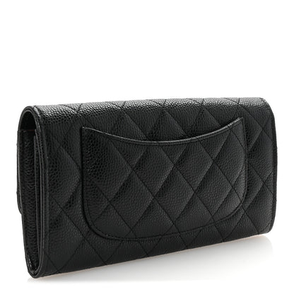 Chanel Caviar Quilted Large Gusset Flap Wallet Black 3 of 8
