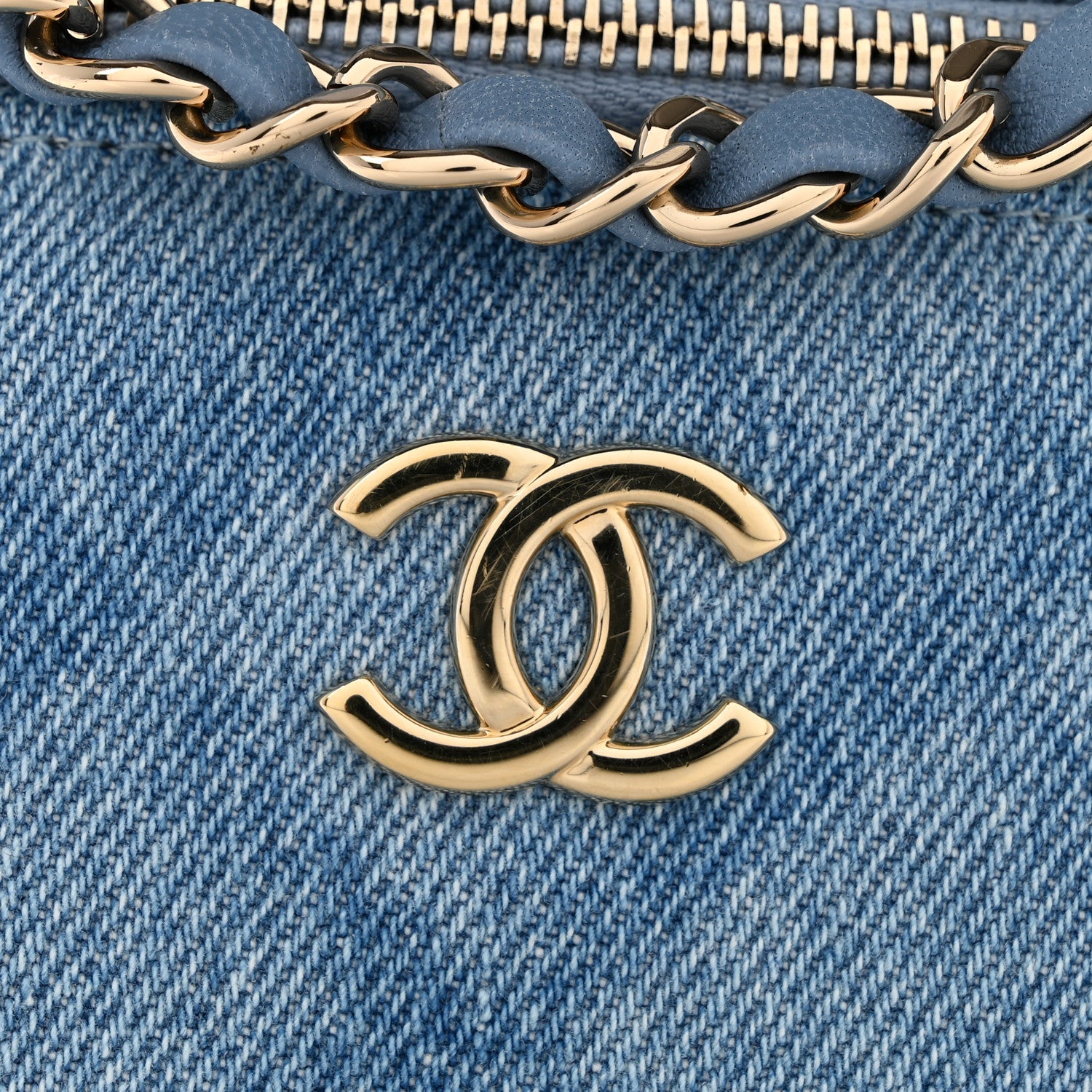 Chanel Denim Quilted Small CC Vanity Case Blue 11 of 12