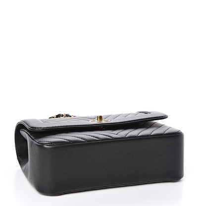 Chanel Calfskin Chevron Quilted Top Handle Flap Black 4 of 11