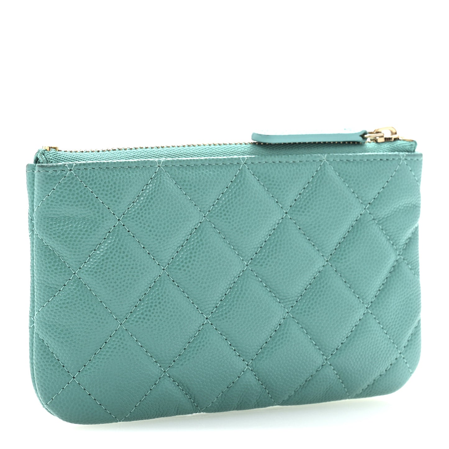 Caviar Quilted Small Cosmetic Case Turquoise