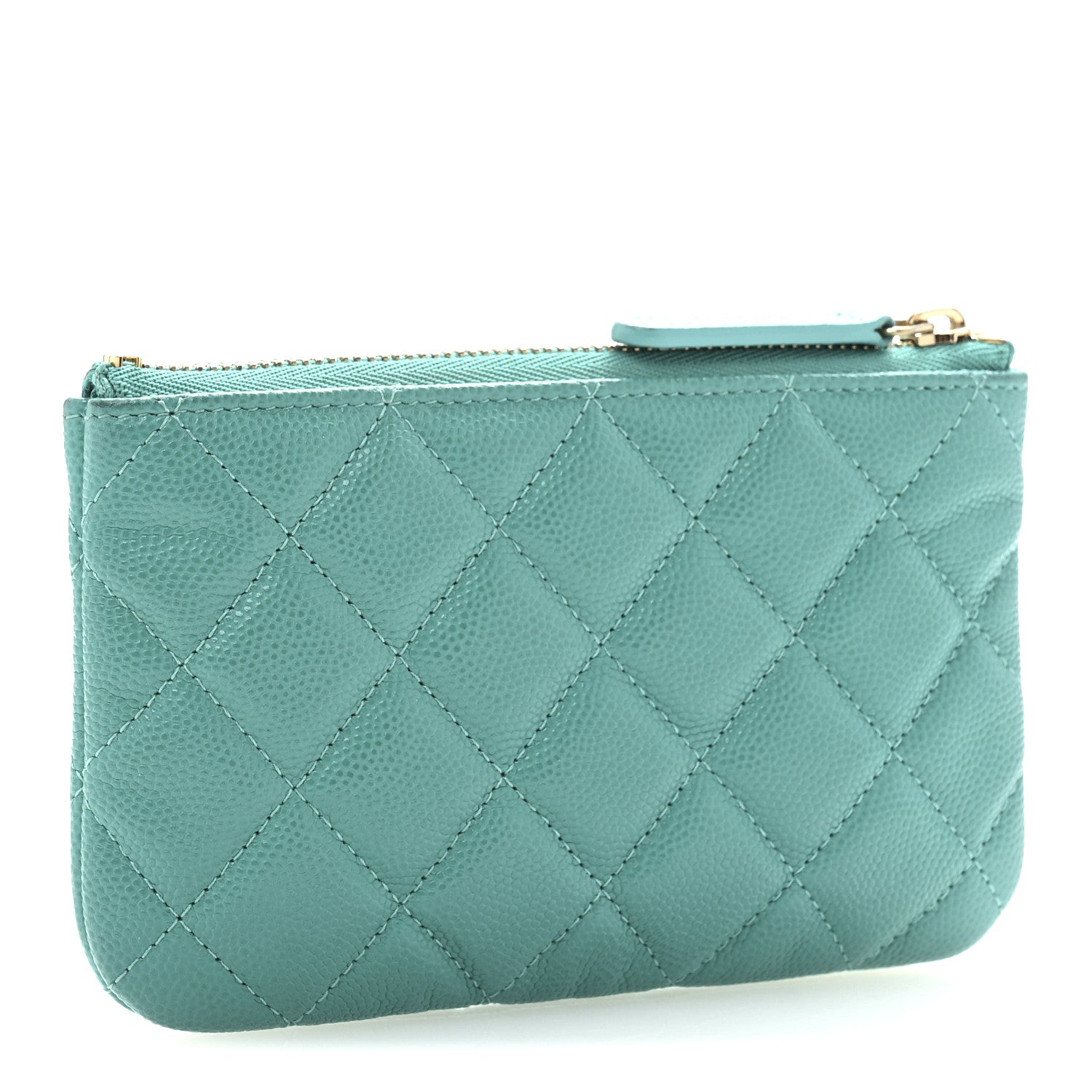 Chanel Caviar Quilted Small Cosmetic Case Turquoise 3 of 8