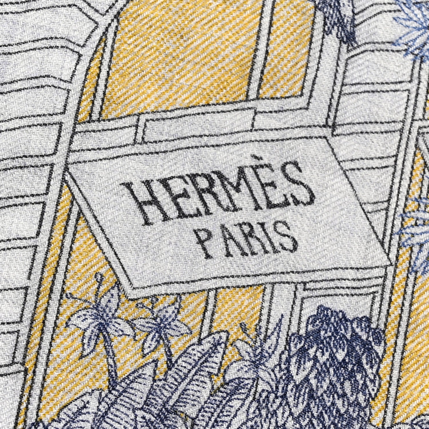 Hermes Cashmere Silk Faubourg Tropical Shawl 140 Naturel 2 of 6