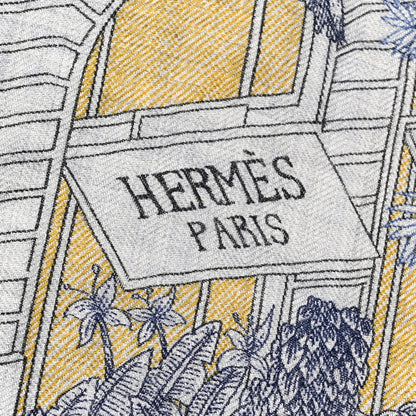 Hermes Cashmere Silk Faubourg Tropical Shawl 140 Naturel 2 of 6