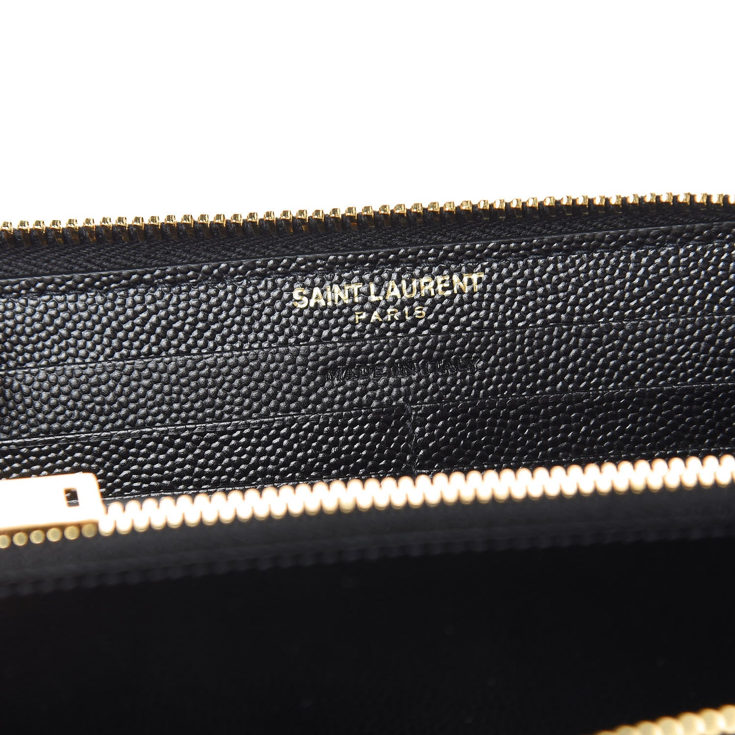 Saint Laurent Grain De Poudre Matelasse Chevron Monogram Zip Around Wallet Black 6 of 8