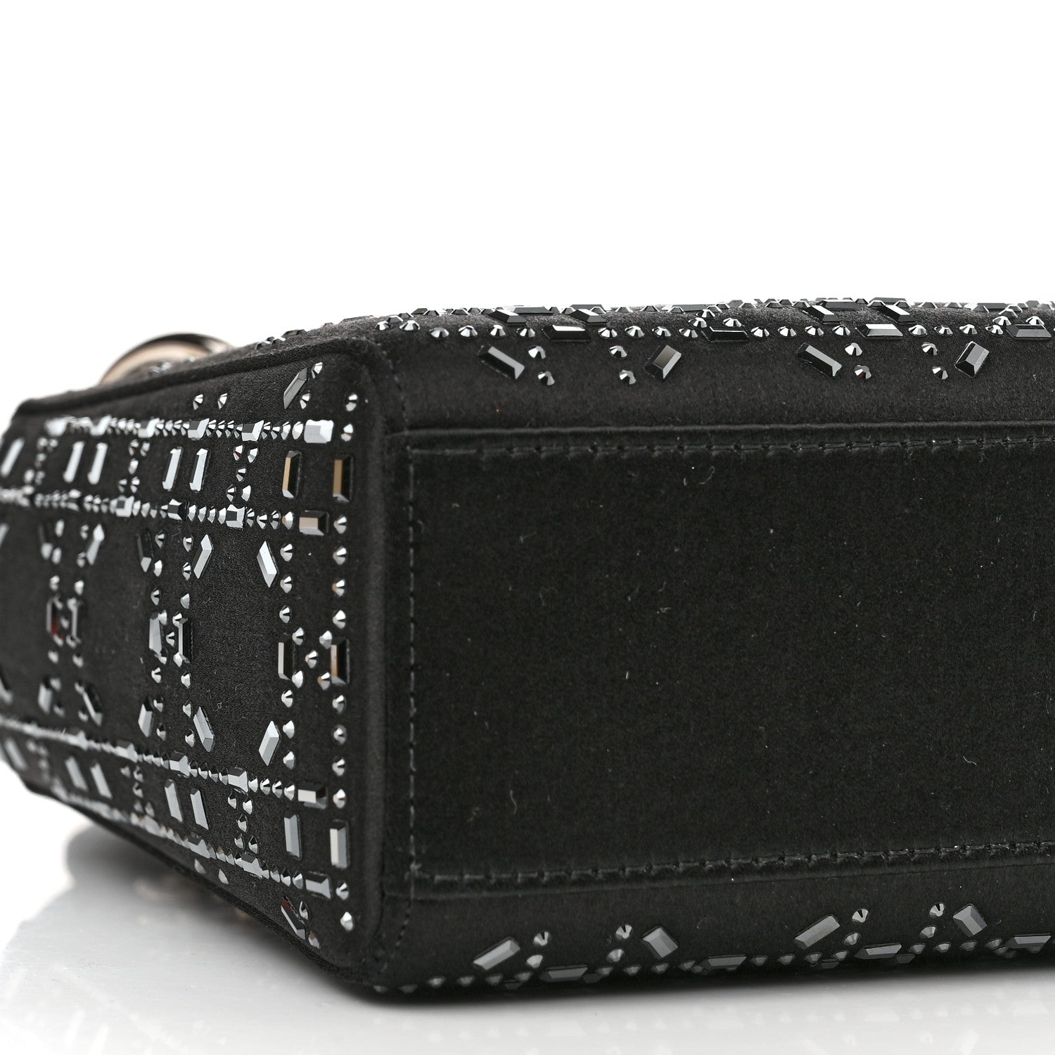 Christian Dior Satin Crystal Cannage Mini Lady Dior Black 8 of 10