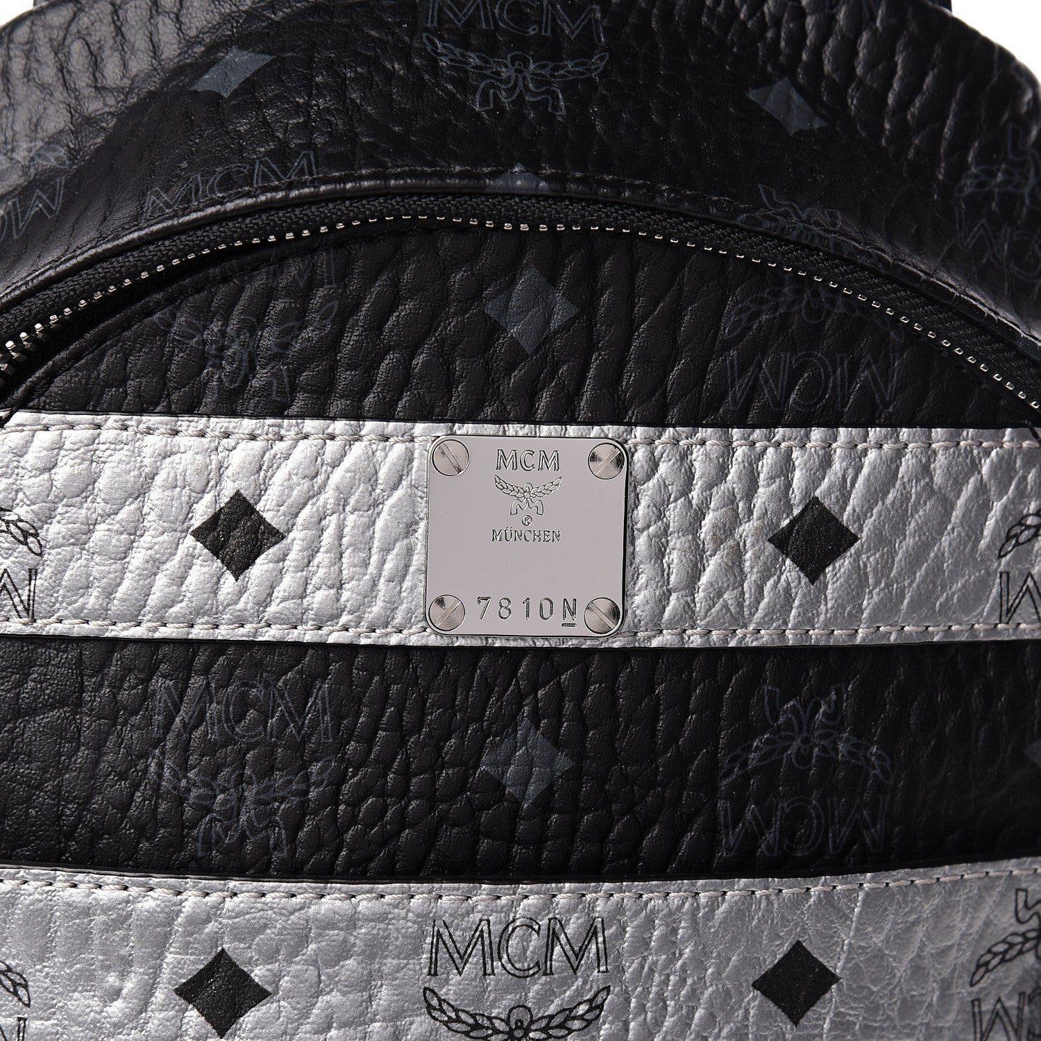 MCM Visetos Spot Medium Sling Bag Black Silver 8 of 10