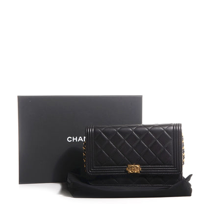 Chanel Lambskin Quilted Boy Wallet On Chain WOC Black 8 of 8