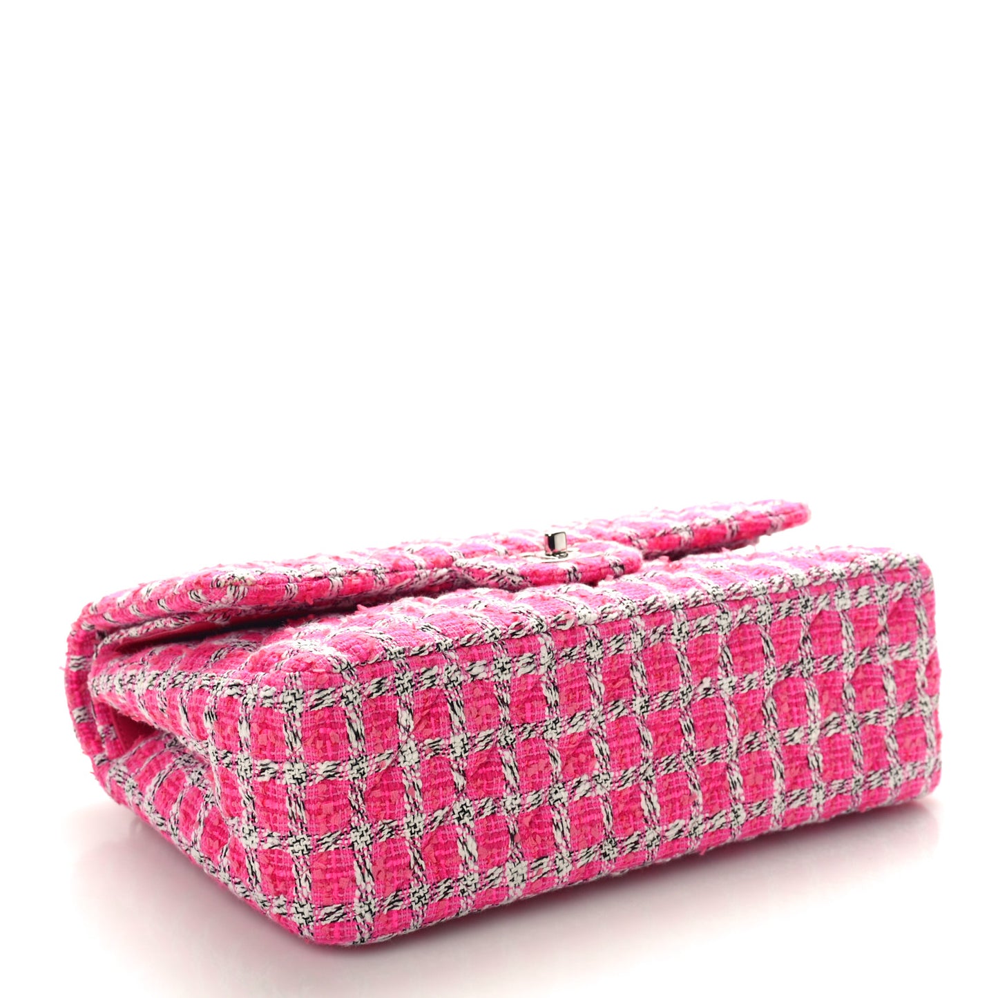 Tweed Quilted Jumbo Double Flap Hot Pink