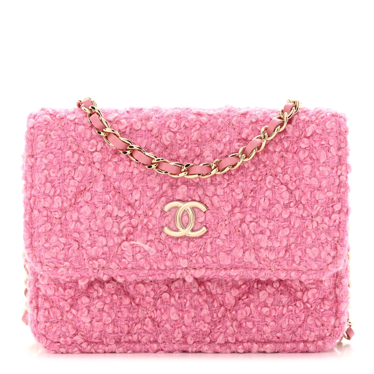 Chanel Tweed Quilted Flap Chain Waist Bag Pink 1 of 11