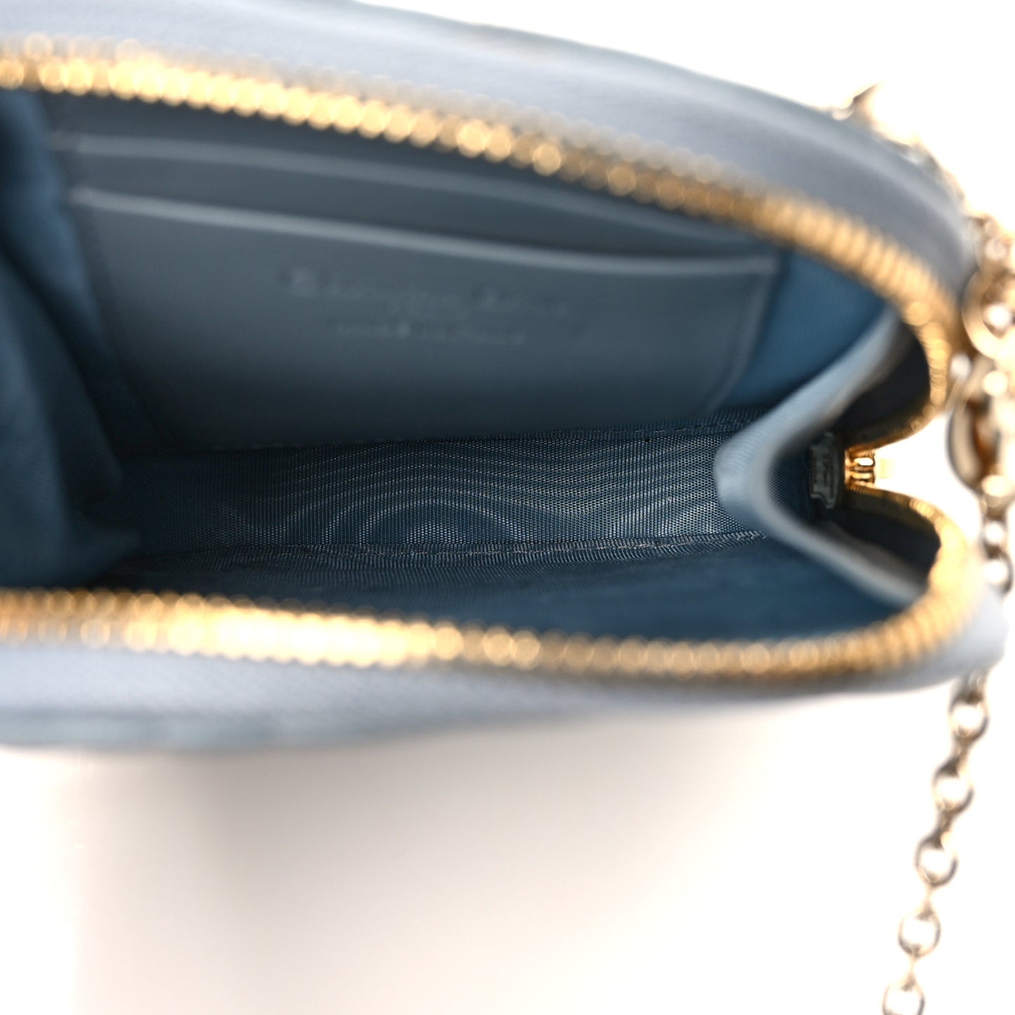 Lambskin Cannage Lady Dior Phone Holder Cloud Blue