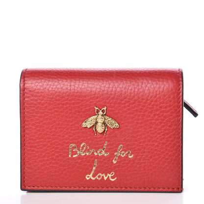 Gucci Pebbled Calfskin Animalier Card Case Red 1 of 8