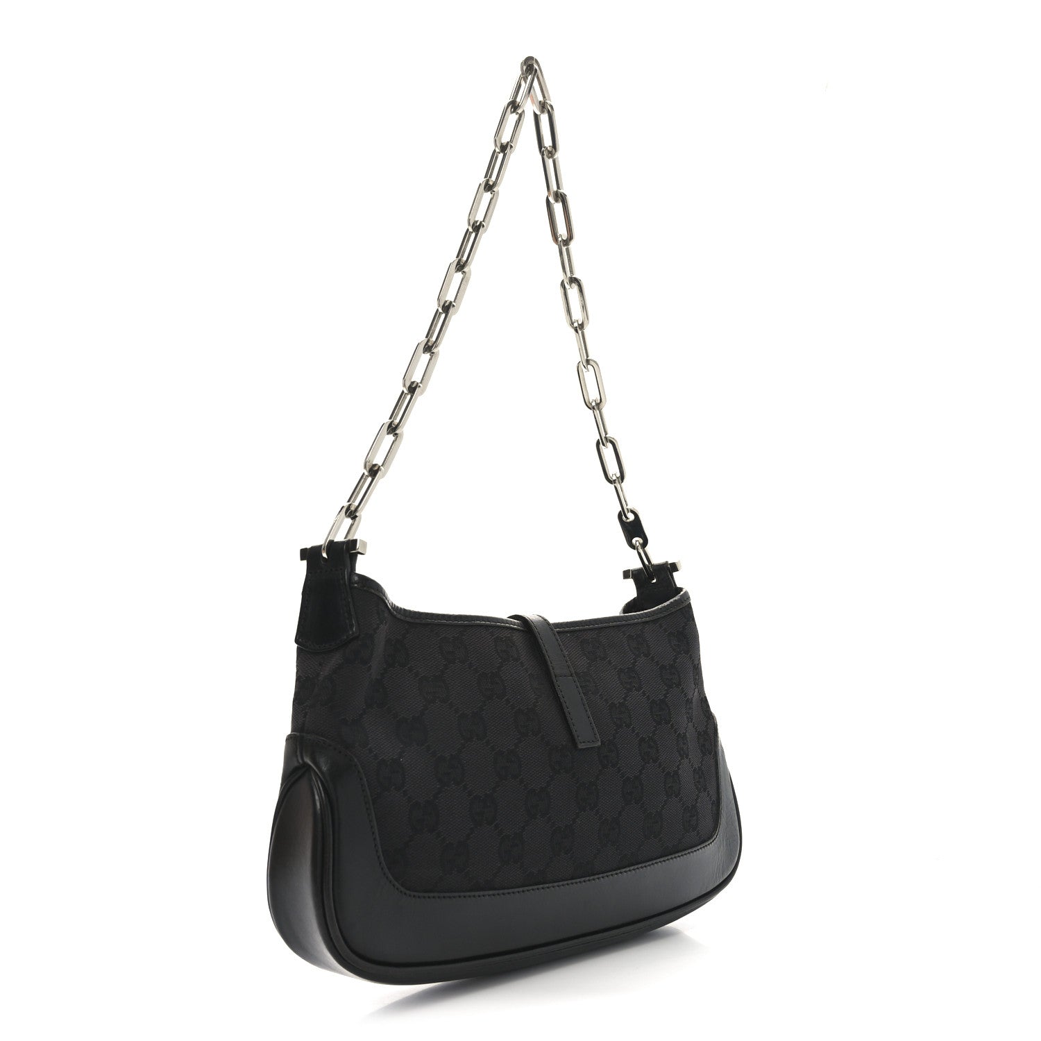 Gucci Monogram Jackie O Chain Hobo Black 3 of 10