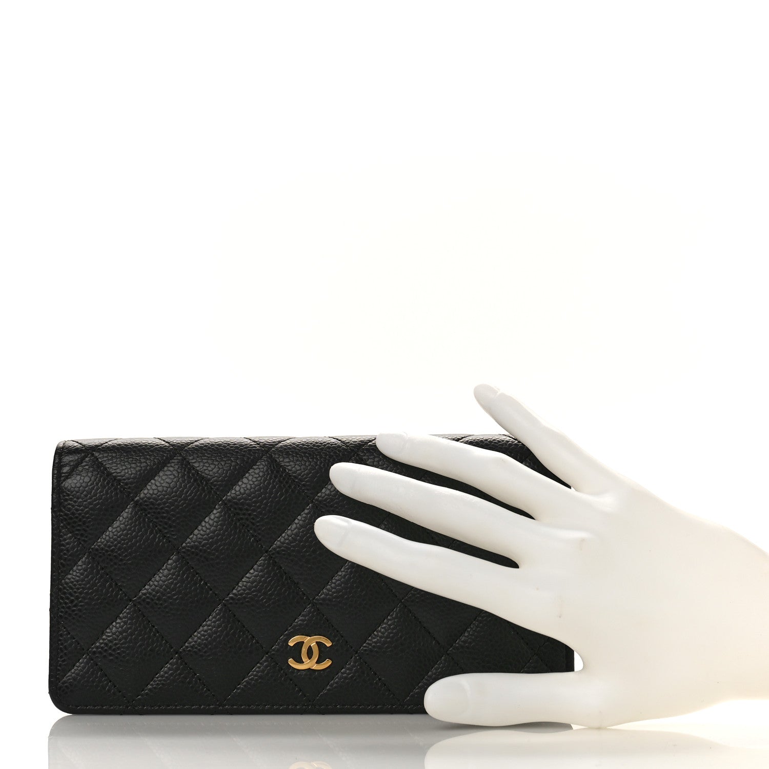 Chanel Caviar Quilted Yen Wallet Black 2 of 9