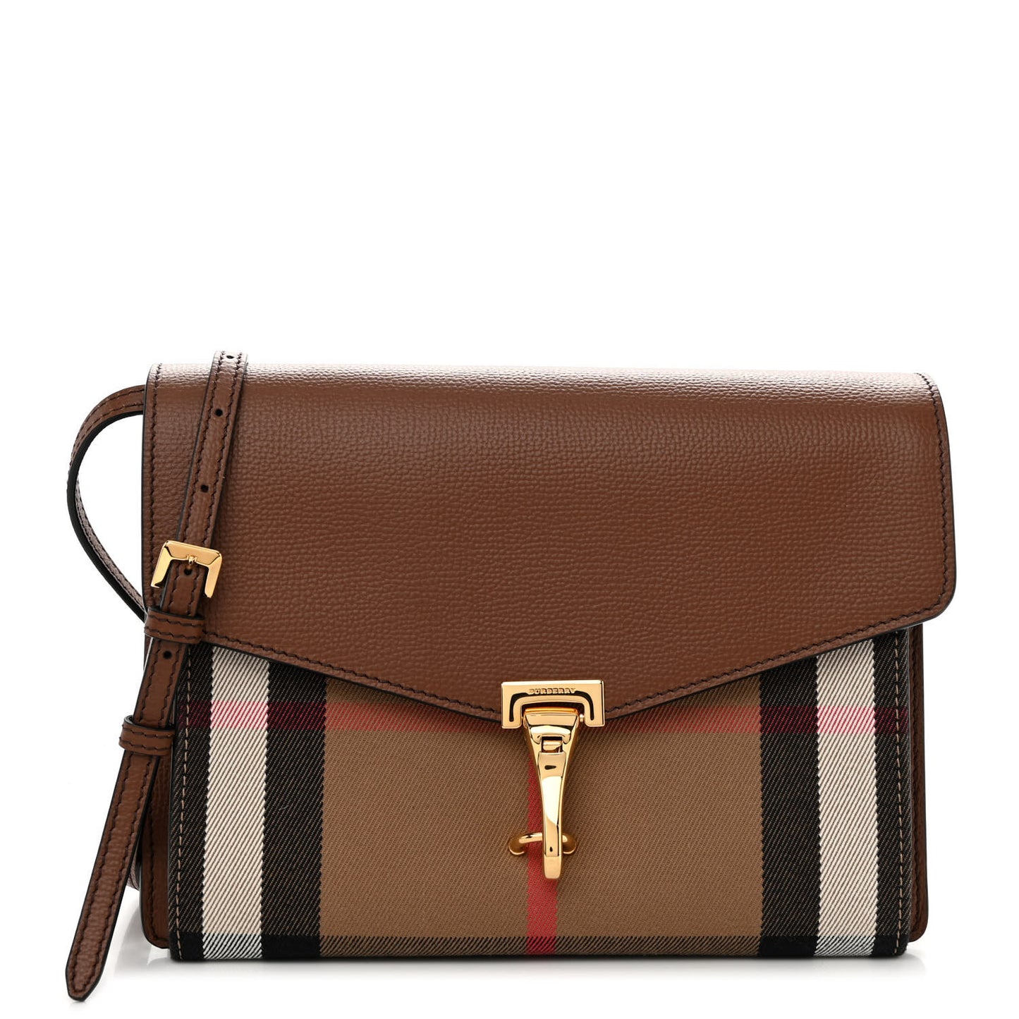Derby Calfskin House Check Small Macken Crossbody Bag Tan