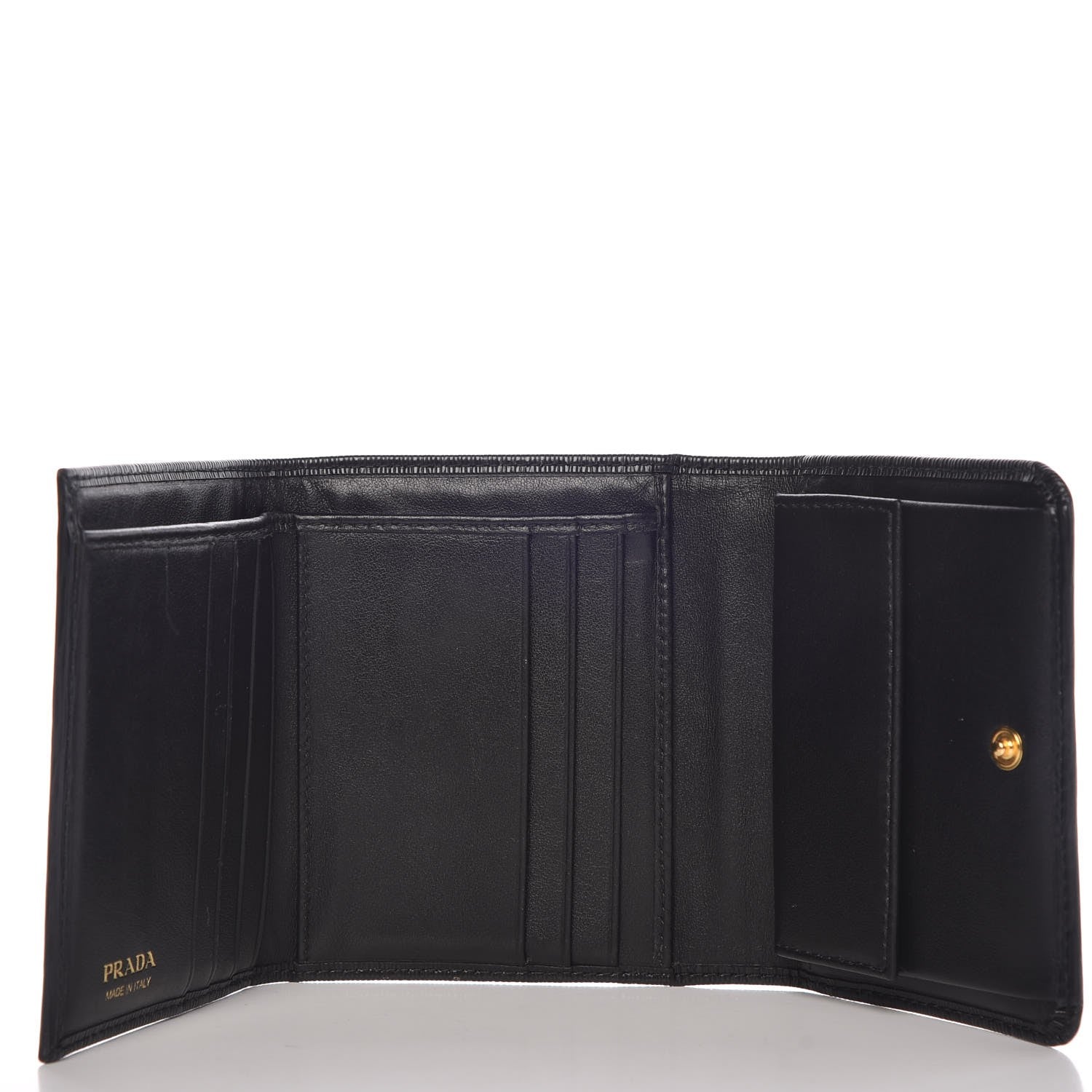Prada Vitello Move Tri-Fold Compact Wallet Black 5 of 8