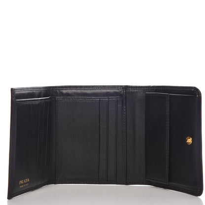 Prada Vitello Move Tri-Fold Compact Wallet Black 5 of 8