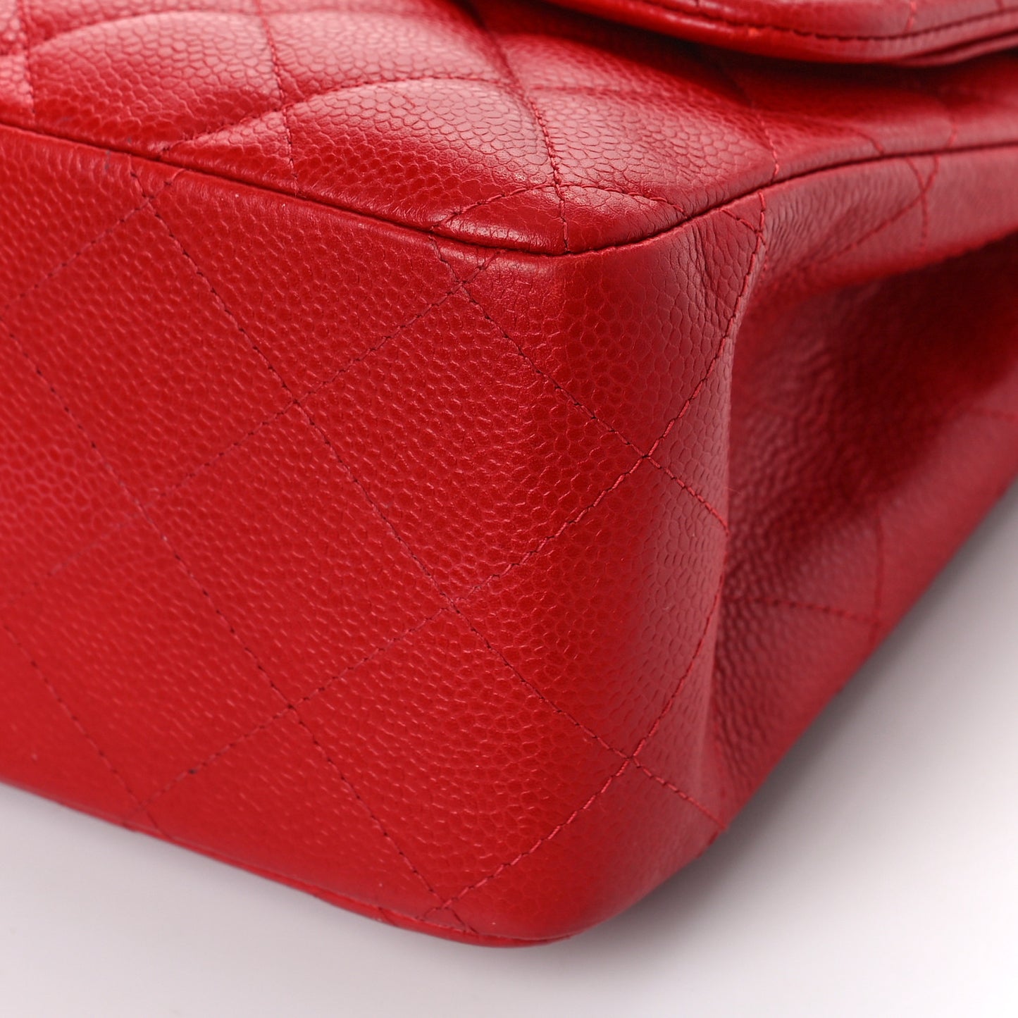 Caviar Quilted Jumbo Double Flap Red