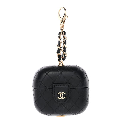 Chanel Lambskin Quilted Airpods Pro Case With Chain Black 1 of 5