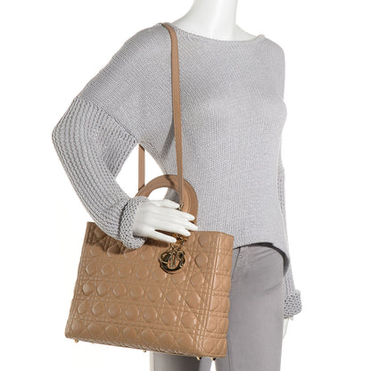 Christian Dior Lambskin Cannage Large Lady Dior Beige 2 of 7