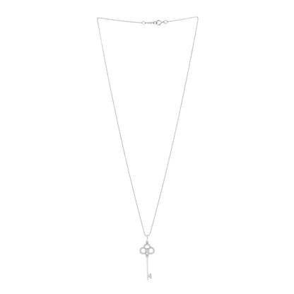Tiffany 18K White Gold Diamond Crown Key Pendant Necklace 3 of 7